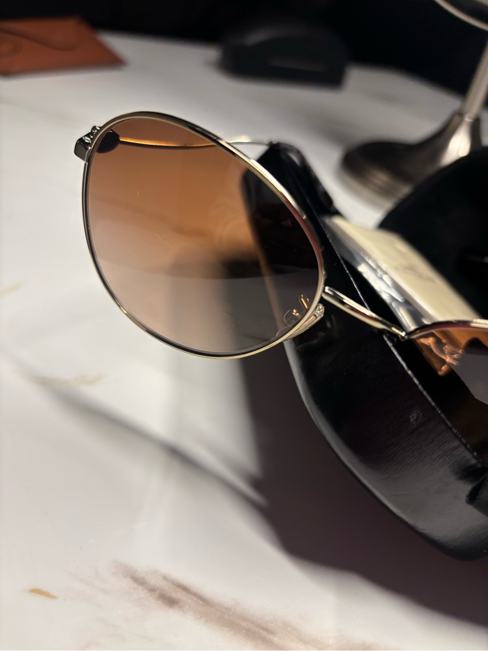 COACH Women's Round Gradient Tan/Brown Sunglasses - Picture 4 of 5